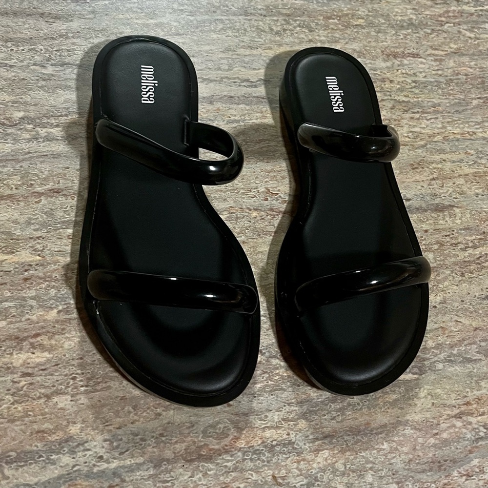 Melissa Black Rubber Sandals with 2 Bands